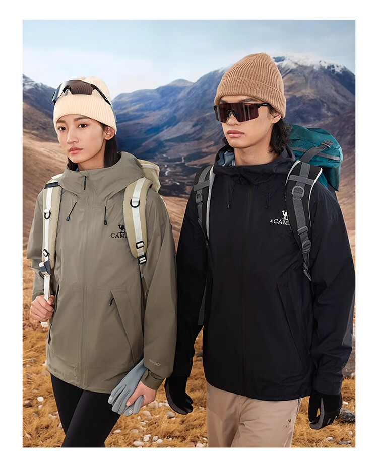CAMEL [3L Lightweight Hard Shell] Windproof Waterproof Breathable Jacket for Men And Women, Hiking And Mountaineering Outfit 36