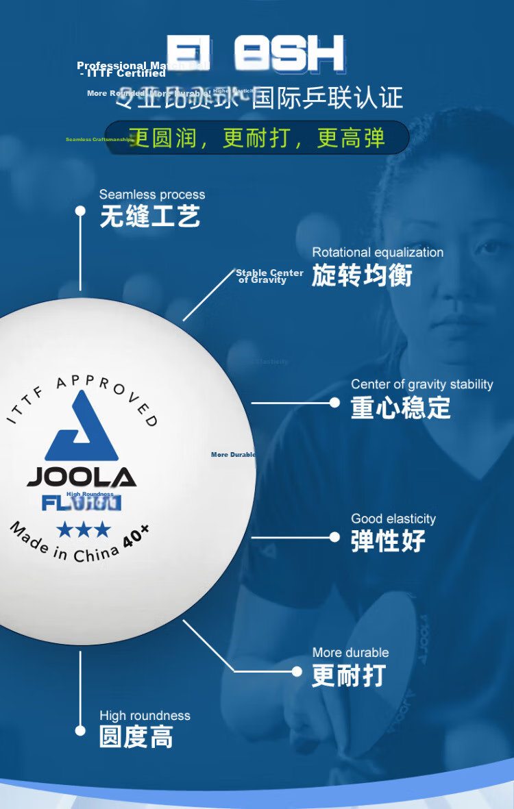 Yola Yola Yola Table Tennis Samsung 3-Star Seamless Ball New Material 40+ Competition Ball 18-Pack 4