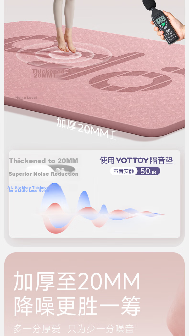 Yottoy Antibacterial Yoga Mat Non-Slip Shock Absorption Thickened Large Exercise Mat for Men and Women Home Fitness Sports Floor Mat 1