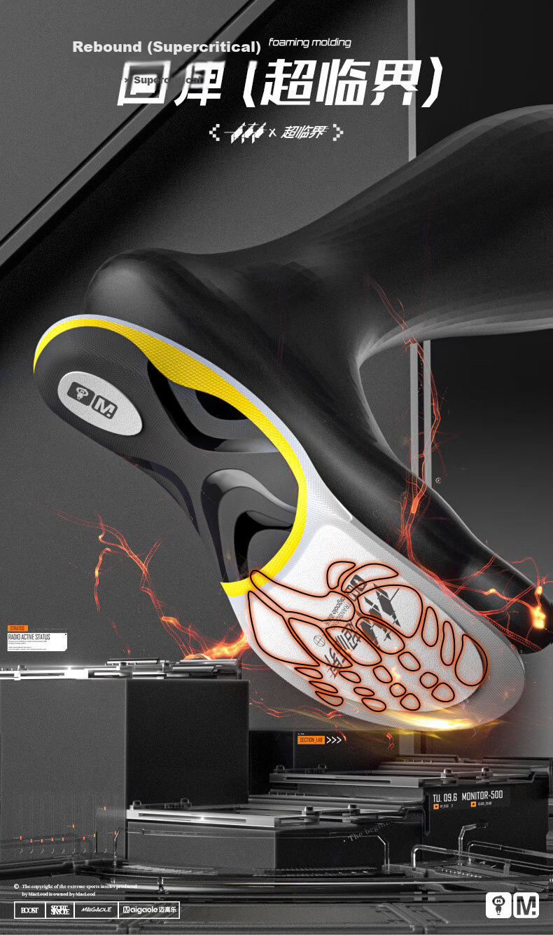 Maigaole Supercritical, Approximately 80% High Rebound, Explosive Arch Support, Basketball Sports Shock-Absorbing Pain-Preventing Insoles, Size 35-37 5
