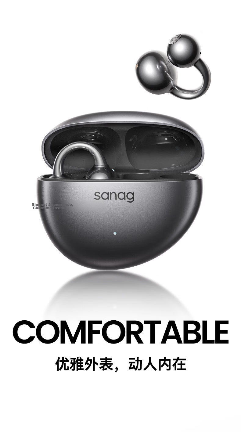 SANAG S7SUltra Bluetooth Earclip Sports AI Smart Voice Recorder Real-time Wireless Translator Rose Gold (Same Model as Yunqi) 19
