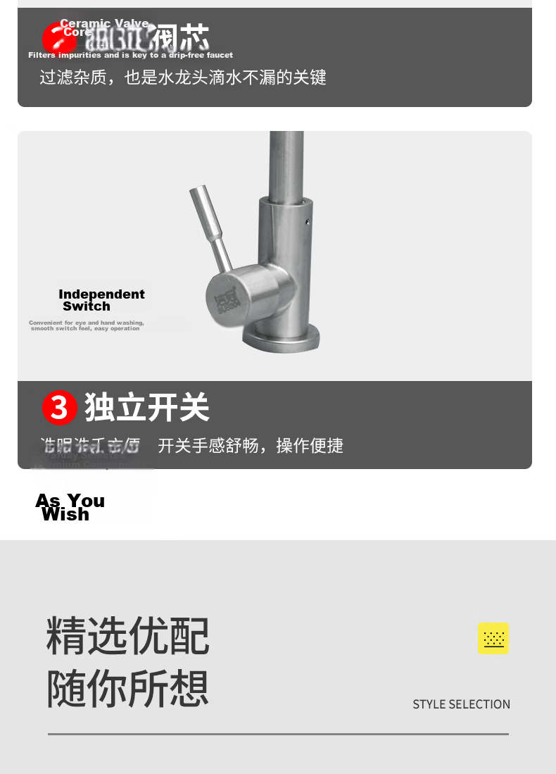 Jinggan Dual-Use Faucet Eye Washer Laboratory 304 Stainless Steel Simple Emergency Eye Wash Station 15