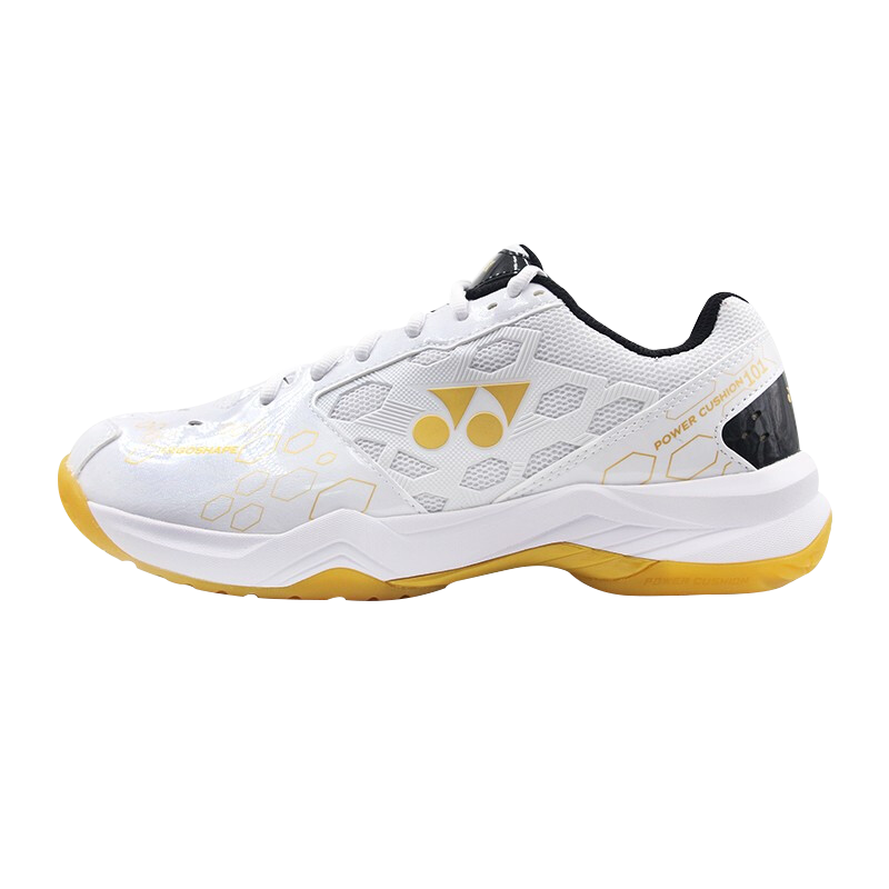YONEX Badminton Shoes, Entry-Level Training Shock-Absorbing Power Cushion, for Men And Women, SHB101CR, White/gold, Size 39.5