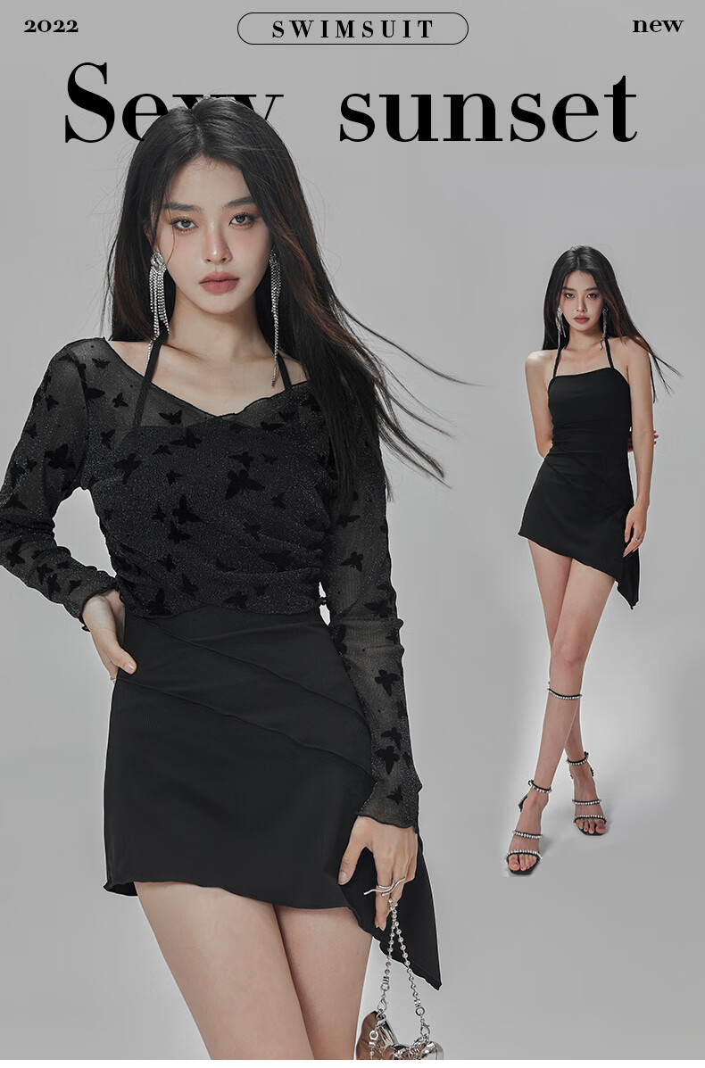 OMOM Women's Swimsuit Summer One-Piece Dress Style Sexy Slimming Tummy-Covering Hot Spring Conservative Plus Size Swimwear Black M (Recommended for 88-98 Jin) 1