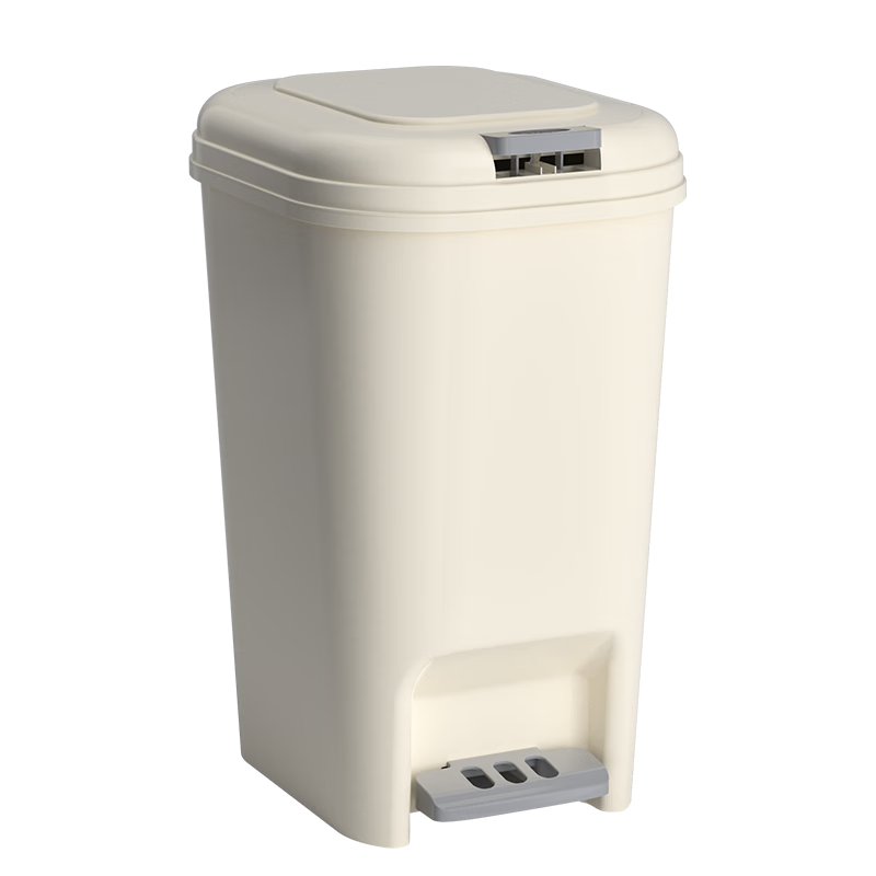 Baijiahaoshi Household Trash Can with Push-Down Lid And Foot Pedal, 20L Cream White, for Kitchen, Bathroom, Living Room And Bedroom, with Lid And Wastebasket