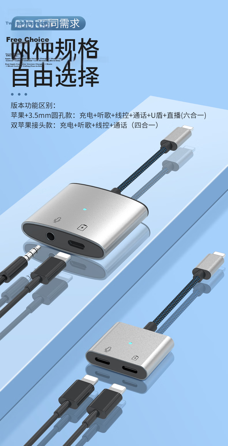 DOOSEYUON Apple 14 Earphone Adapter Two-In Charging And Music Player, IPhone11 12promax 13 XS X Dual Lightning Audio Converter Splitter for Gaming, PUBG Voice Calls 13