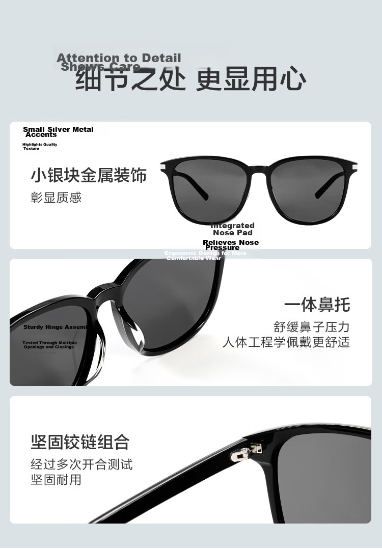 JD Jingzao Vintage Round Frame Sunglasses Women HD Nylon UV Protection Driving Cool Black 14