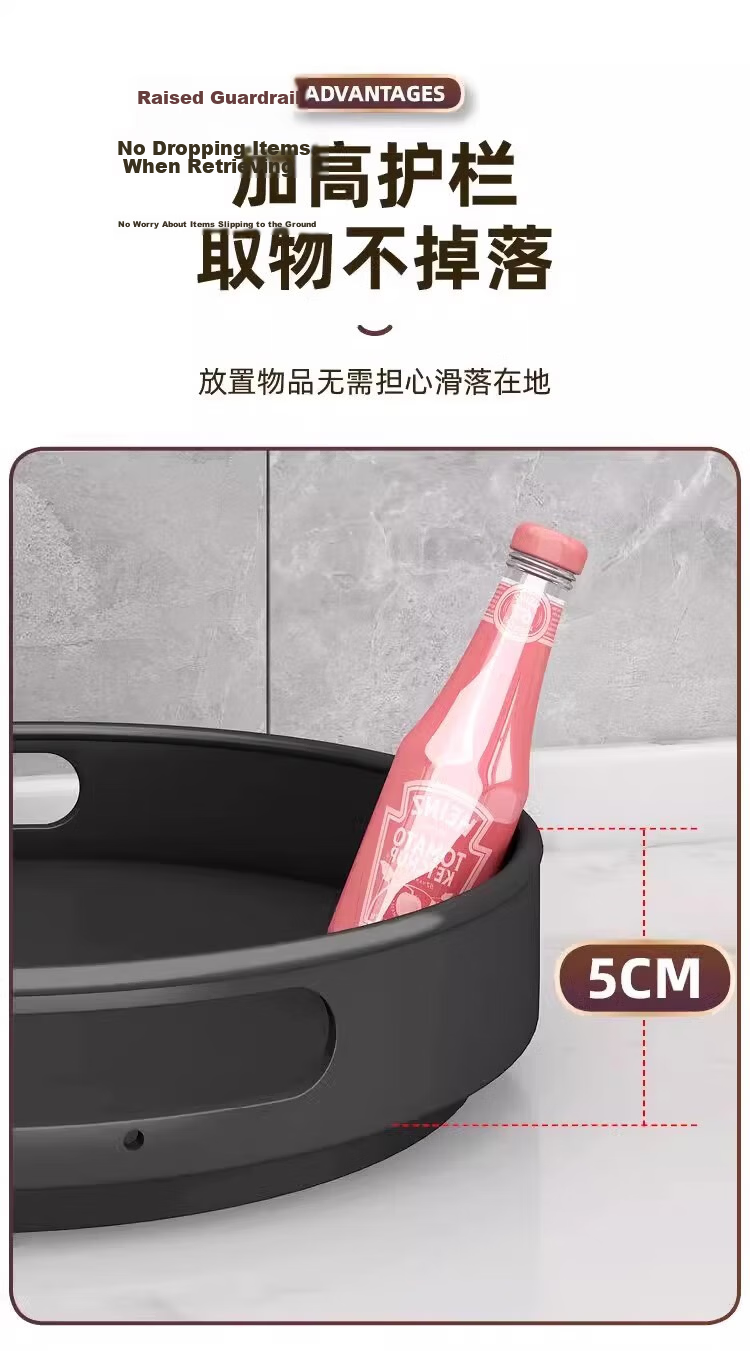 Eight Thousand Lines Rotating Spice Rack Kitchen Soy Sauce Vinegar Seasoning Bottle Storage Tray Rotatable Single-Layer Large Size 10