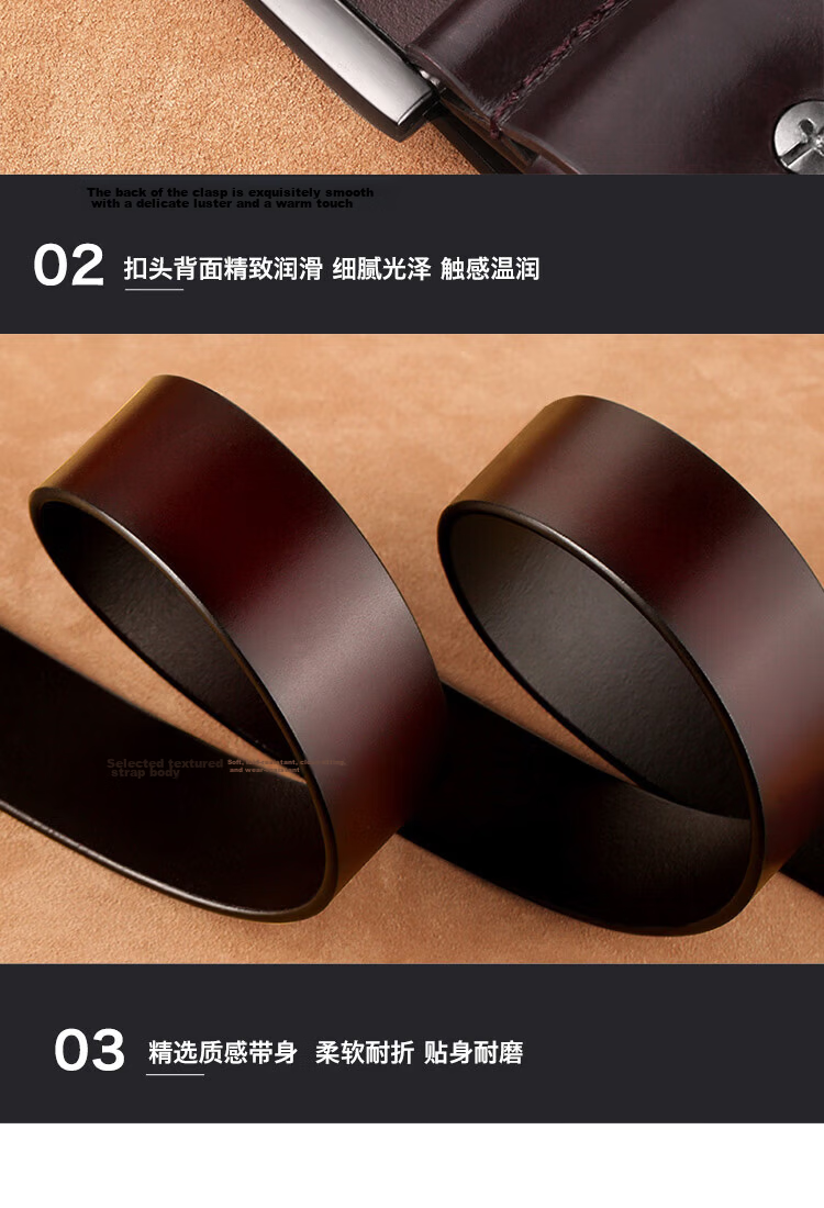 CARTELO Men's Leather Belt Business Pin Buckle Casual Youth Waistband Gift for Boyfriend Husband Dad 10