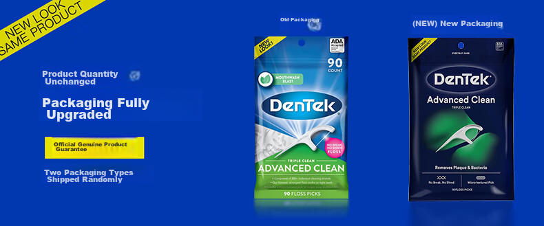 DenTek Imported Dental Floss Picks 90pcs Fluoride Professional Clean Round Floss Ultra-Thin Smooth Adult Mint 1