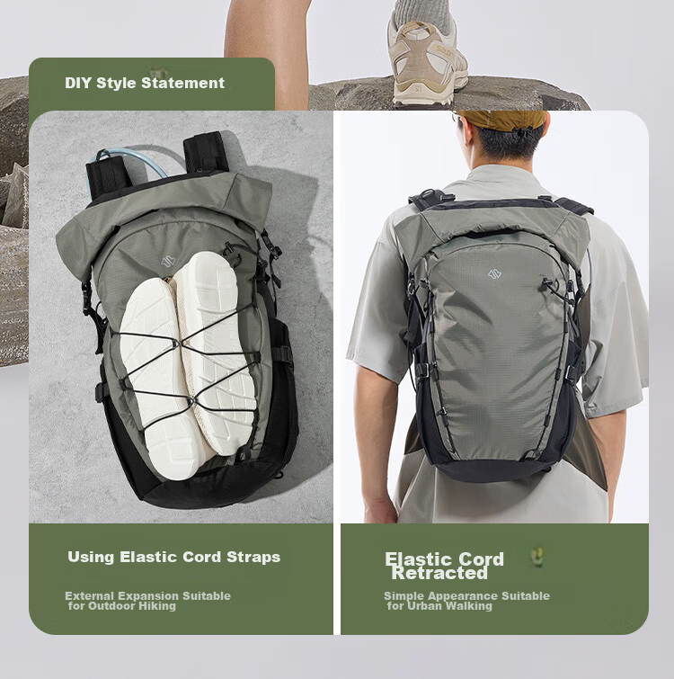 JD Jingzao Sports Outdoor Hiking Travel Backpack Casual Men's Backpack School Bag 25L Cloud Mist Green 11