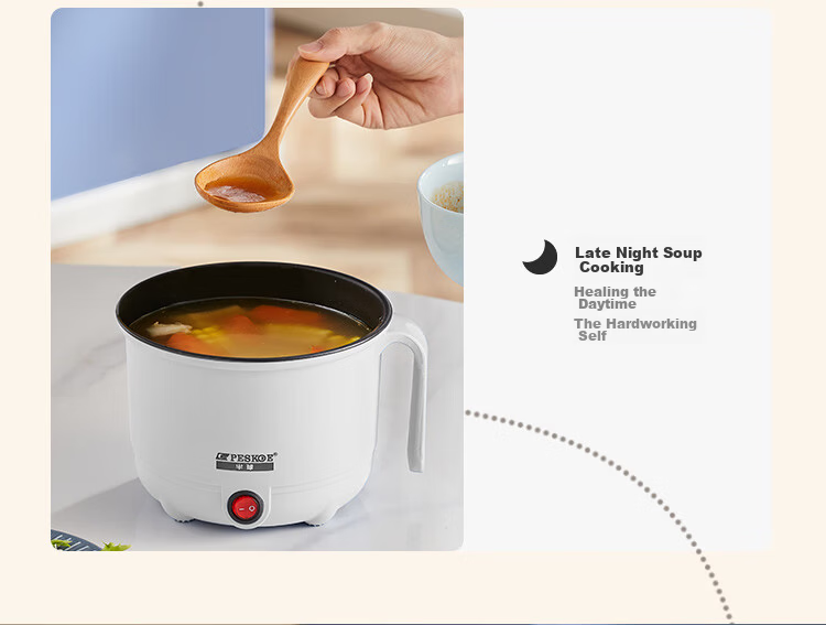 PESKOE Mini Electric Cooker Multifunctional 1-2 Person Student Dormitory Small Pot Noodle Electric Hot Pot Instant Noodle Cooker MW-DB615 6