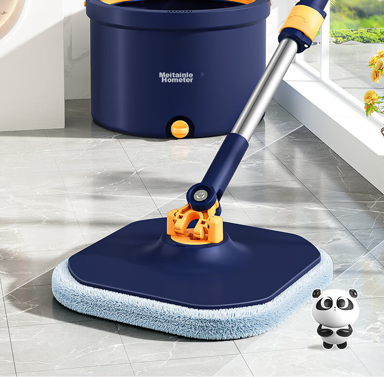 HoMettler Clean and Dirty Separation Spin Mop with 4 Mop Heads, Household One-Mop Cleaning, Hands-Free Washing, Flat Lazy Mop with Glass Cleaner Attachment 10