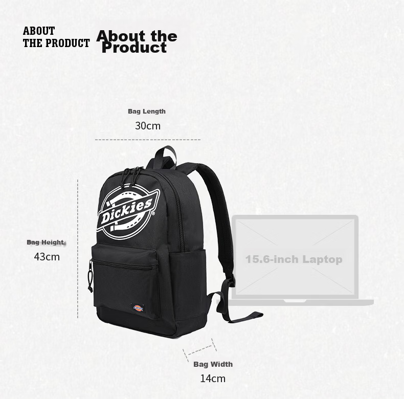 Dickies Backpack, Large Capacity Travel Bag for Women, Laptop Bag, Schoolbag for Female College Students And Middle School Students, Stylish Youth Pink 14