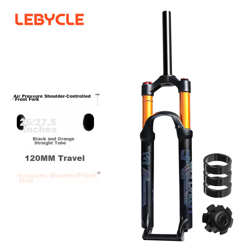 LEBYCLE 26/27.5 Inch Shoulder-Control Mountain Bike Front Fork Shock Absorber Air Suspension Fork Air Pressure Fork Accessories
