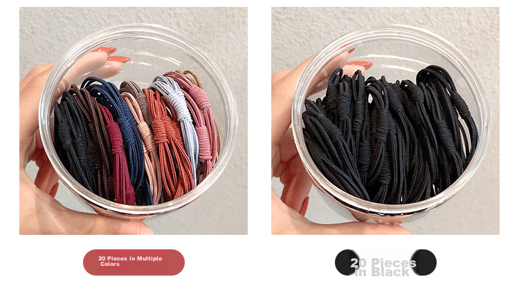 UPLUS High-Elasticity Hair Ties [Four-Strand] Hair Bands, Rubber Bands for Ponytails, Multi-Colored Hair Accessories, 20 Pieces 3