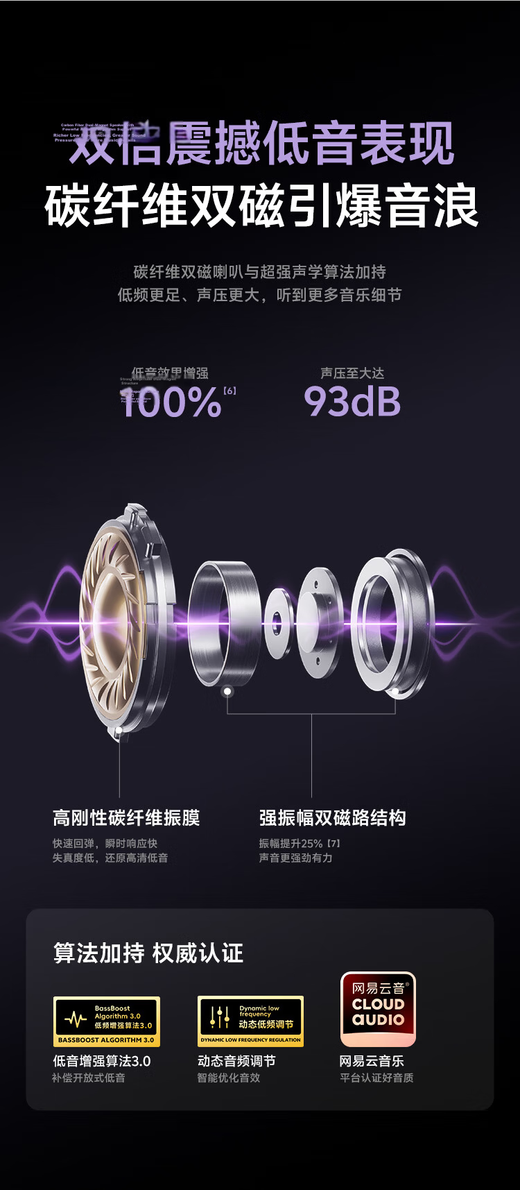 QCY C50 Small Earbud Bluetooth Ear Clip AI Translation Earphones Bone Conduction Concept Carbon Fiber Diaphragm Cloud Sensing Wearable Noise Cancelling Long Battery Life Monet Purple 4