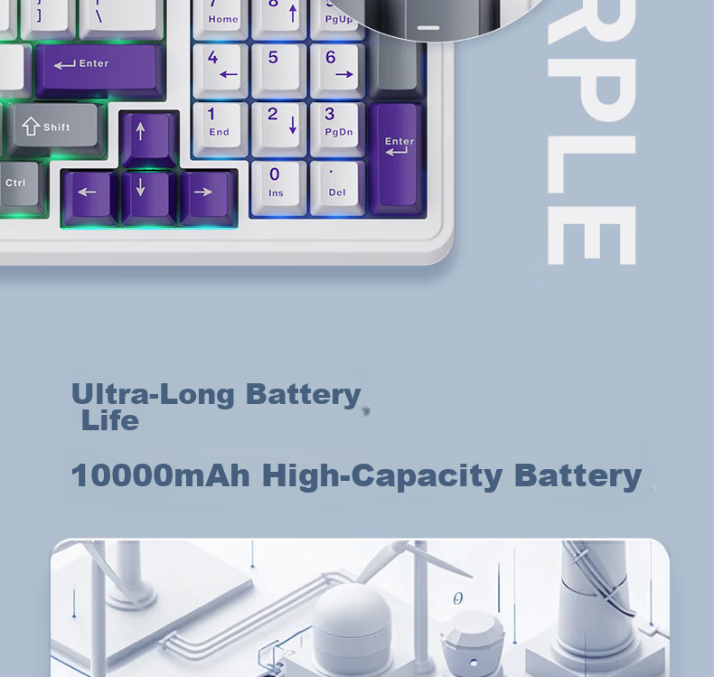 Mechanic KG98 Three-Mode Custom Mechanical Keyboard Wireless Bluetooth Wired Gaming Office Keyboard HIFI Typing Sound RGB Lighting 98 Keys GR Silver Switch Classic Blue 10