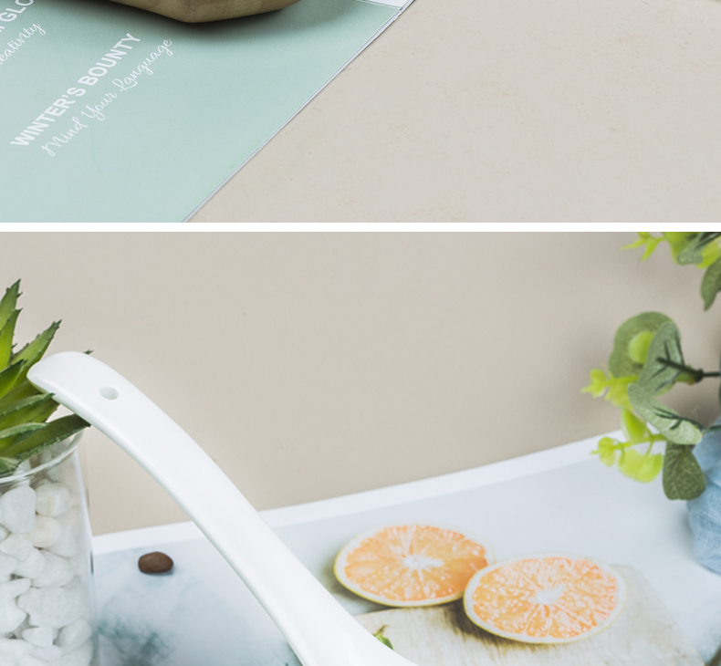 Sky Top Large Ceramic Soup Ladle Rice Spoon Dinner Spoon Bone China Pure White Household Tableware Maguo 1 Piece Set 7