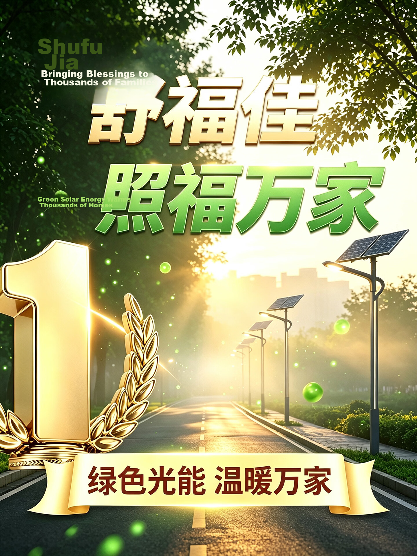 Shufujia Solar Outdoor Lighting Garden Lamp Street Light New Rural Household Waterproof High Power Street Lamp 1
