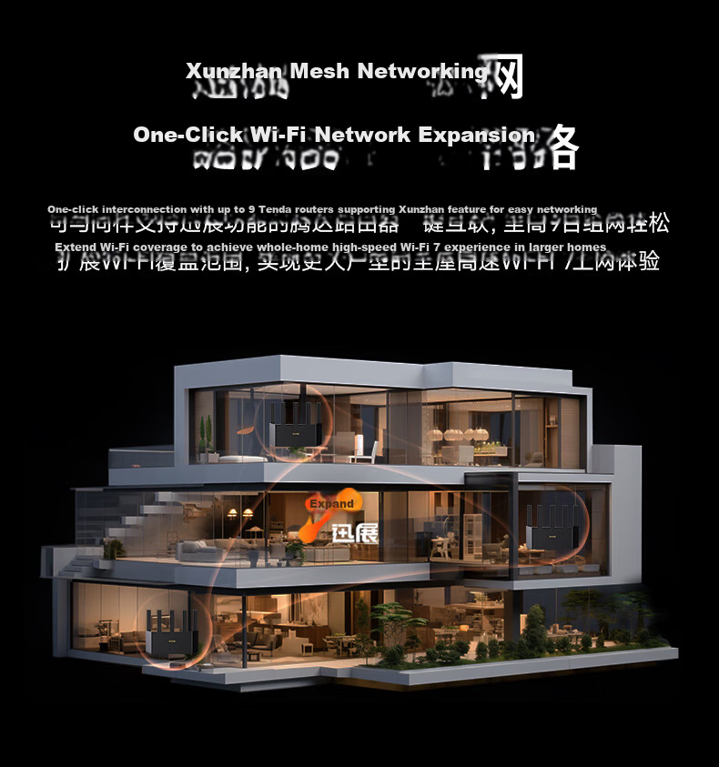 Tenda WiFi7 Cloud Sky BE3600 Home Gigabit Wall-Penetrating Router Signal Booster Whole-Home Mesh Network Amplifier BE3L 9
