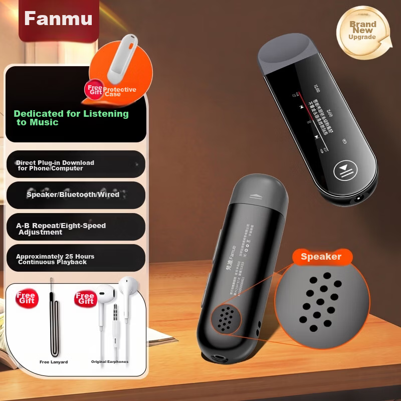 Fanmu PA05 64GB MP3 Music Player MP4 Bluetooth Student Listening Repeater English Portable Recorder Sports USB Flash Drive Phone Direct Download USB-C Port