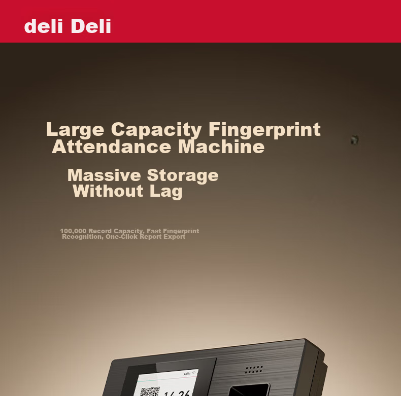 Deli Attendance Machine Fingerprint Recognition Smart Cloud WiFi Network Remote Online Management Real-Time Attendance Monitoring Multi-Location Store Management Attendance Machine 3960CSE 2