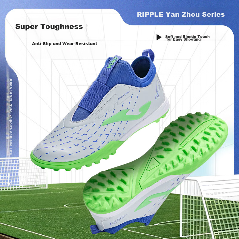JOMA Kids Soccer Shoes TF Turf Non-Slip Wear-Resistant Youth Student Professional Match Training Shoes Gray Blue Size 29