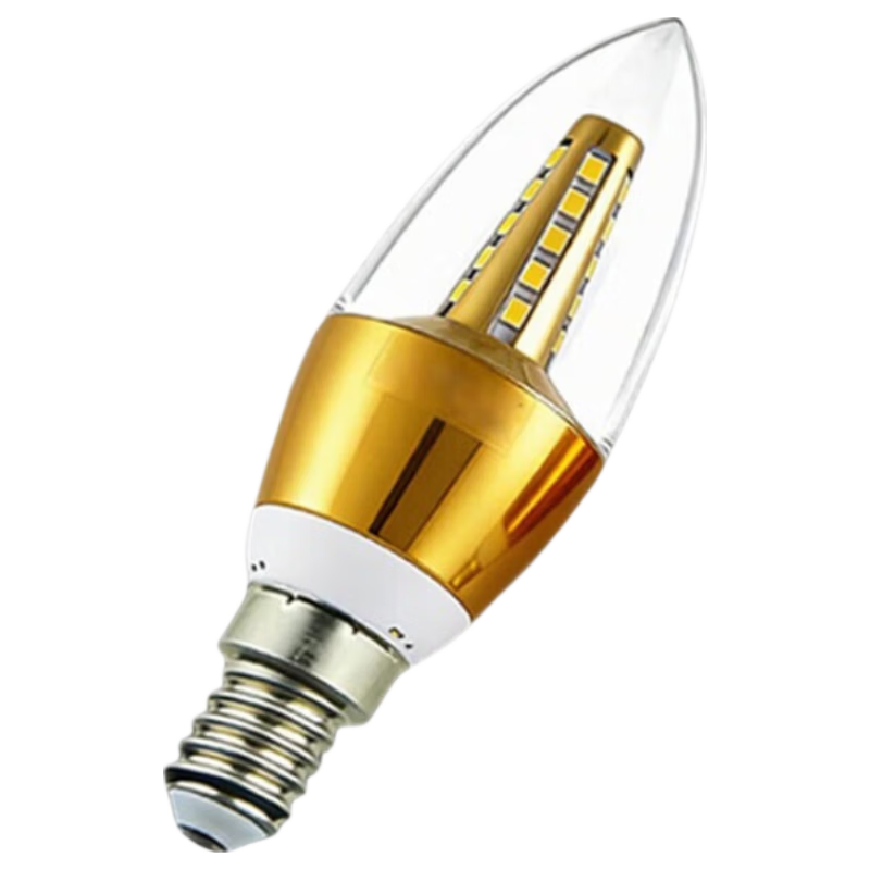 Guan'an LED Candle Bulb Spiral E14 Small Screw Energy-saving Lamp Lobby Restaurant Pointed Crystal Bulb Jingcang Delivery Gold Pointed 12W Warm Light