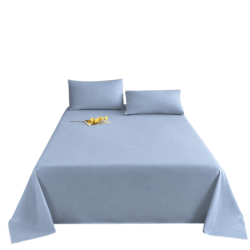 KING SHORE Brushed Bed Sheet, 7A Antibacterial Thickened Pure Color Bedding for Sleeping Naked, Dormitory Student Single Bed Sheet 160*230cm, Misty Blue