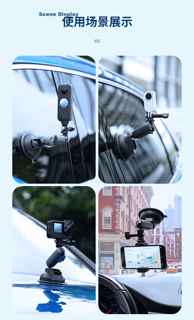 TELESIN Compatible Motorcycle Mount for DJI Action 5 Pro/6/4, Nano Tube Clamp, Acepro 2 X5 Bicycle Mount, GoPro Action Camera Accessory 13