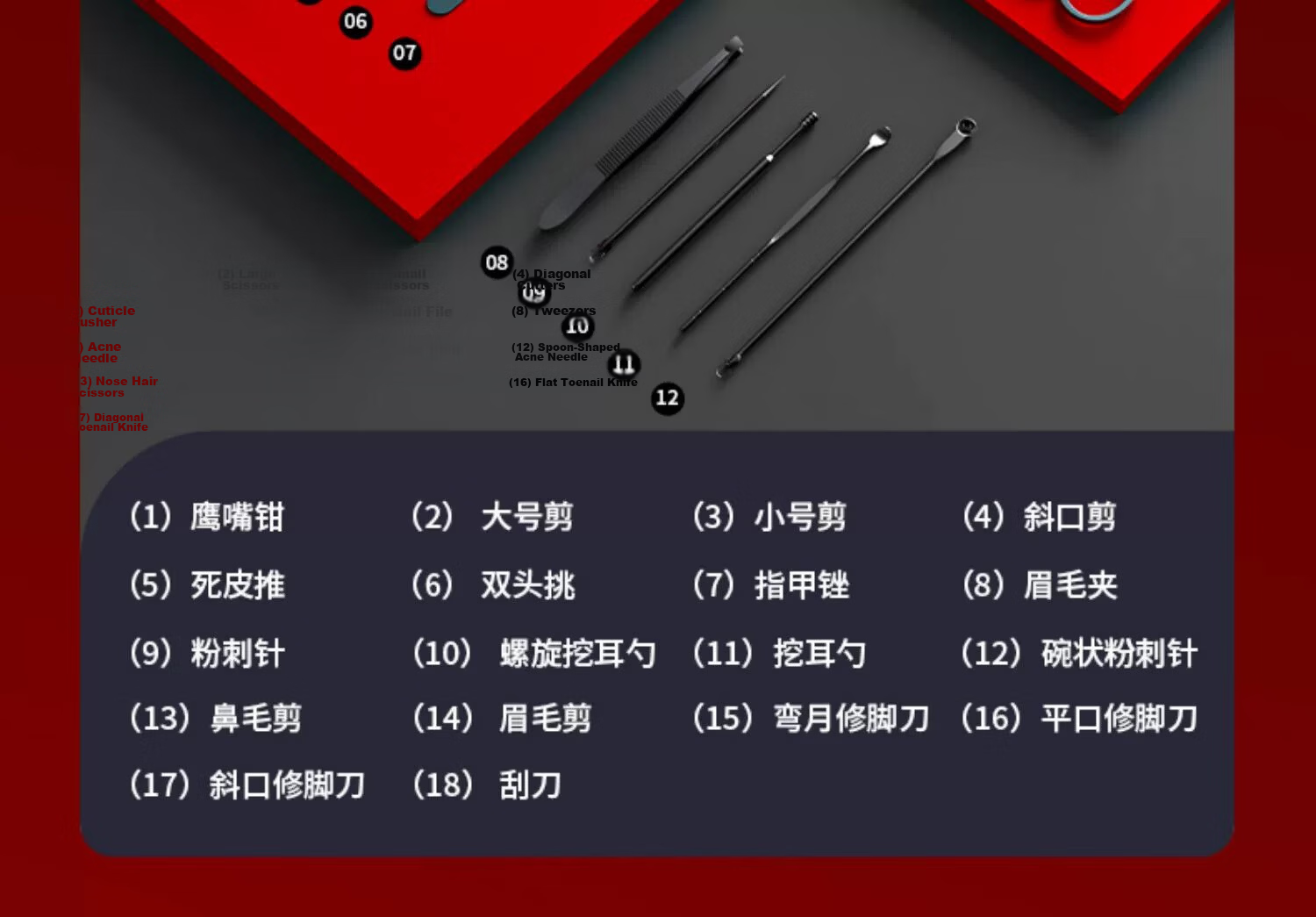 Xiaotianlai Stainless Steel Nail Clipper Set Complete Pedicure Tool Kit Nail Clippers and Cutters 9
