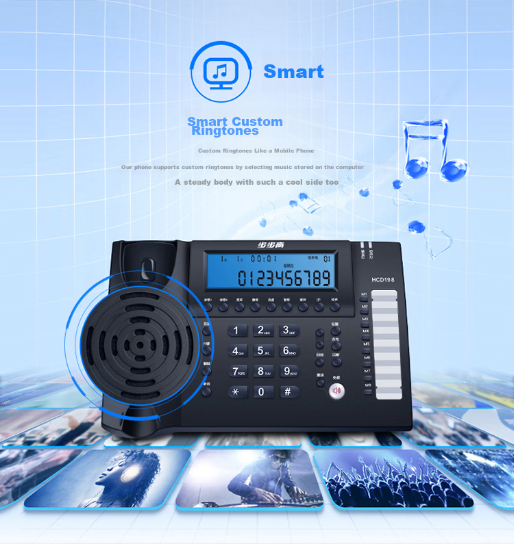 BBK Recording Telephone Fixed Desk Phone Office Home Computer Connection Large Storage Smart Screen Dialing HCD198 Deep Blue 9