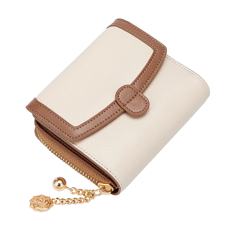 Kouyi Women's Short Wallet Genuine Leather Mini Fashion Coin Purse Student Birthday Gift for Girlfriend Wife