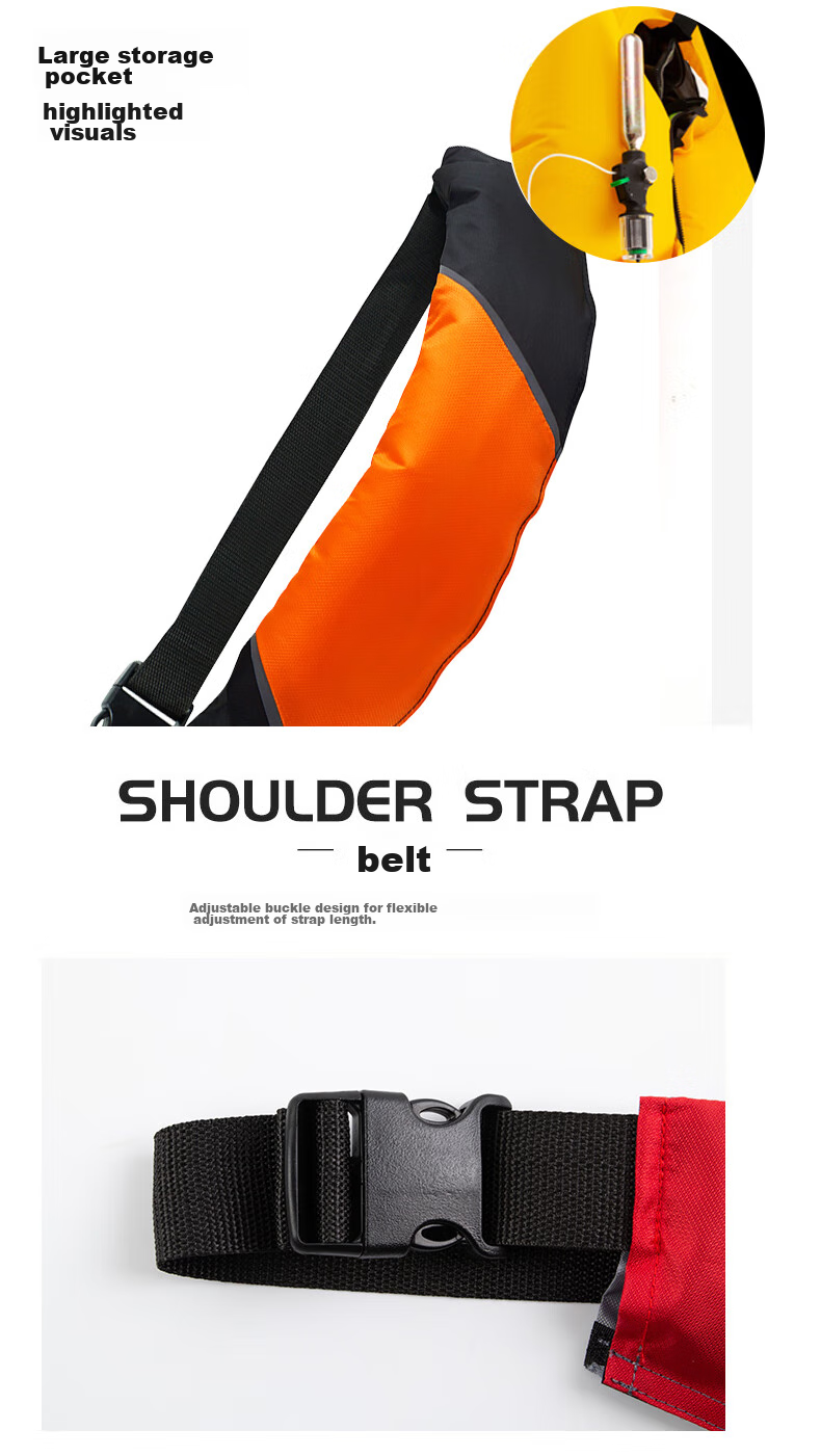 ASORAIN Portable Automatic Inflatable Life Belt, Adult Life Jacket with Orange Belt And Pocket for Water Rescue 7