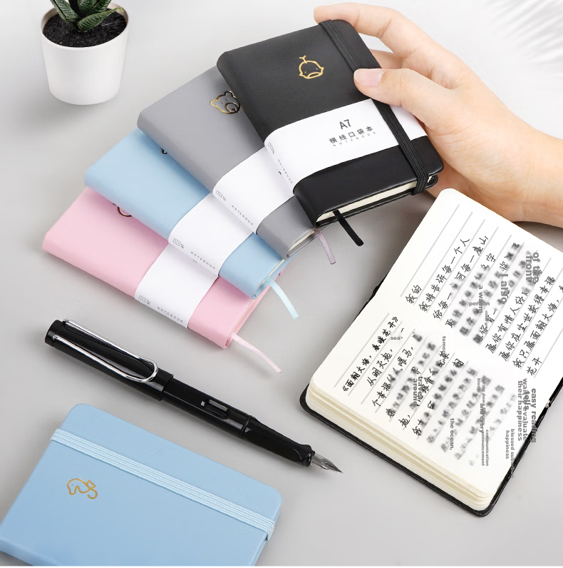SIMAA A7/100 Sheets Portable Pocket Notebook, Creative Mini Student Notepad Journal Diary Vocabulary Planner, Gray JSBA7-2 2