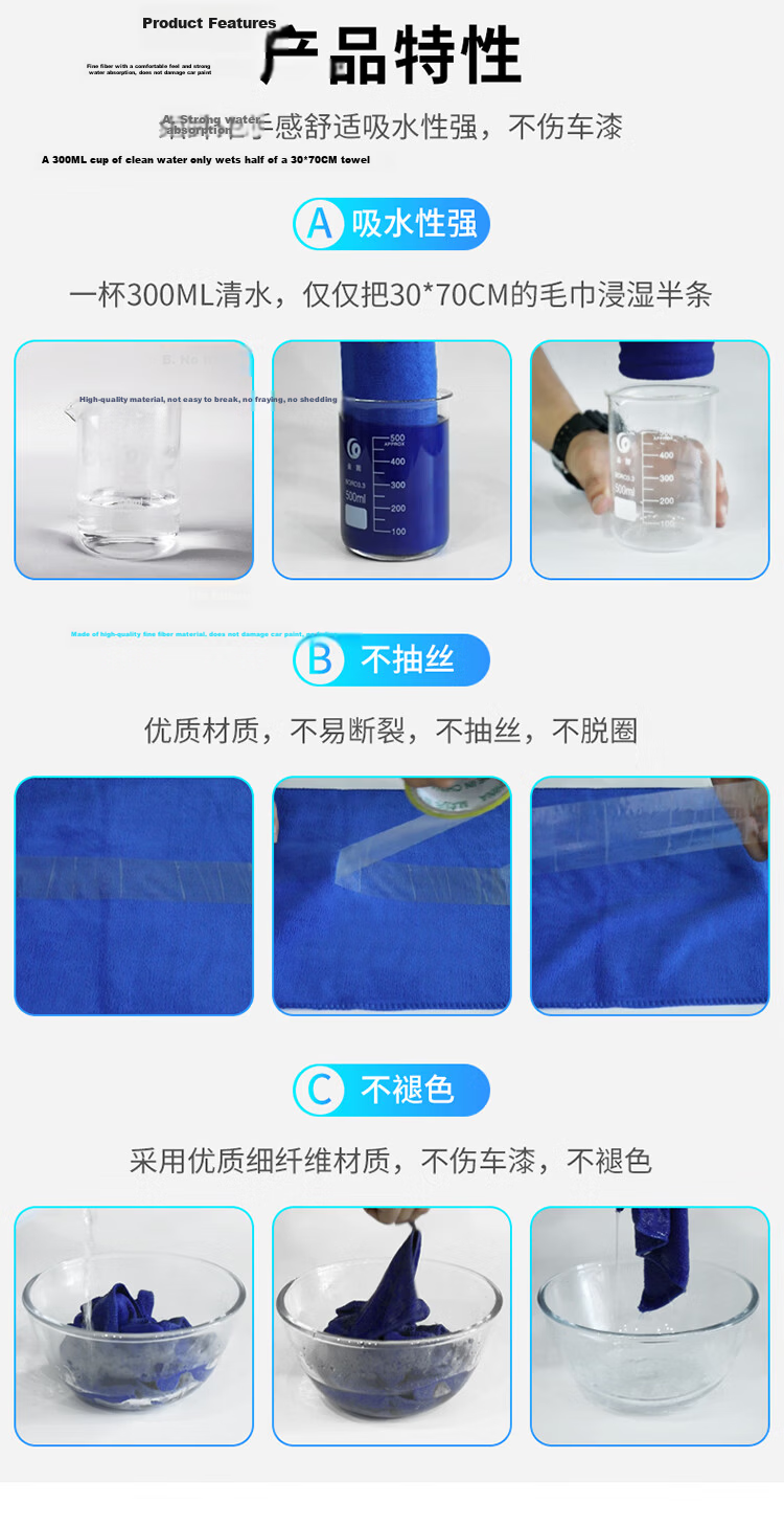 JPLAYER Car Wash Towel, Cleaning Cloth for Car Washing, Household Cleaning, Absorbent Glass Cleaning Cloth, 80*200CM, Blue 5