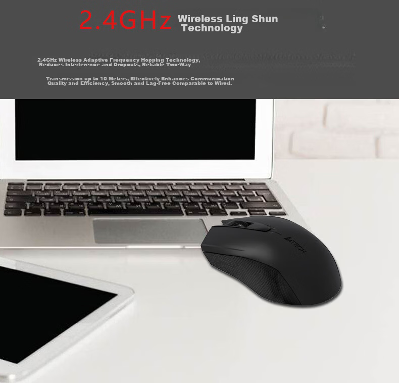 A4TECH G3-760N Large Symmetrical Wireless Office Mouse Wireless Peripheral Computer Mouse Replaceable Battery Wireless Mouse Laptop Universal Black Wireless 5