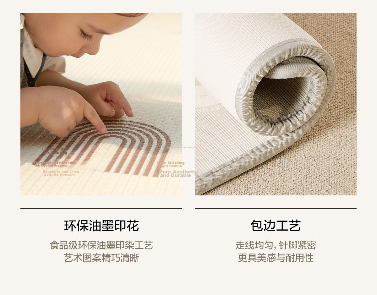 Beiyi Baby Crawling Mat Indoor Play Mat Children's Floor Mat Thickened Integrated Mat XPE 150x180x2cm Forest 33