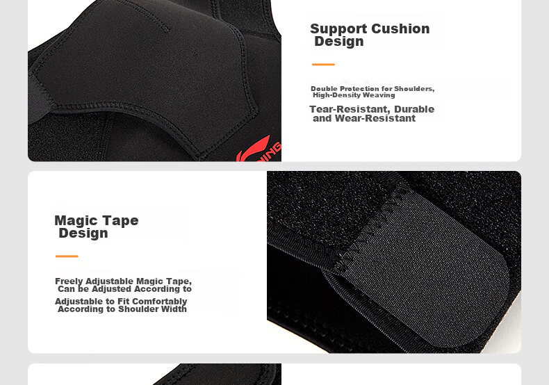 LI-NING Shoulder Support Single Pack Adjustable Breathable Pressure Sports Guard for Fitness Training Left Shoulder Universal Size 24