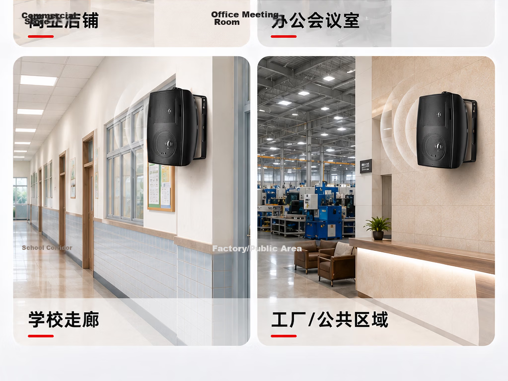 SAST Wall-Mounted Speaker 40W Passive Speaker Requires Amplifier 4-Inch Commercial Engineering Conference Room Restaurant Home Public Broadcasting Background Music 8