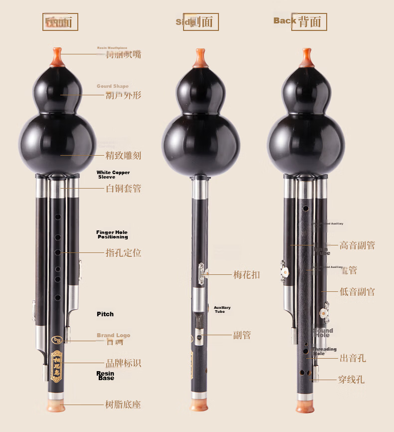 Xiangsiniao Hulusi in B-Flat Key, Anti-Fall Natural Lacquer, Ebony Mouthpiece, for Beginners, Children, Elementary School Students, Musical Instrument 5