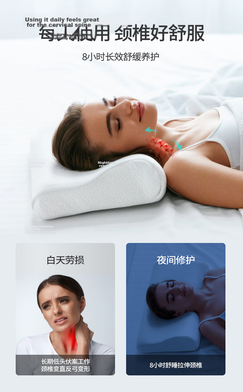 CORY Cervical Pillow, Neck Support Pillow for Cervical Spondylosis, Deep Sleep Memory Foam Pillow, Anti-Curved Wealthy Pillow, Full Headrest 6
