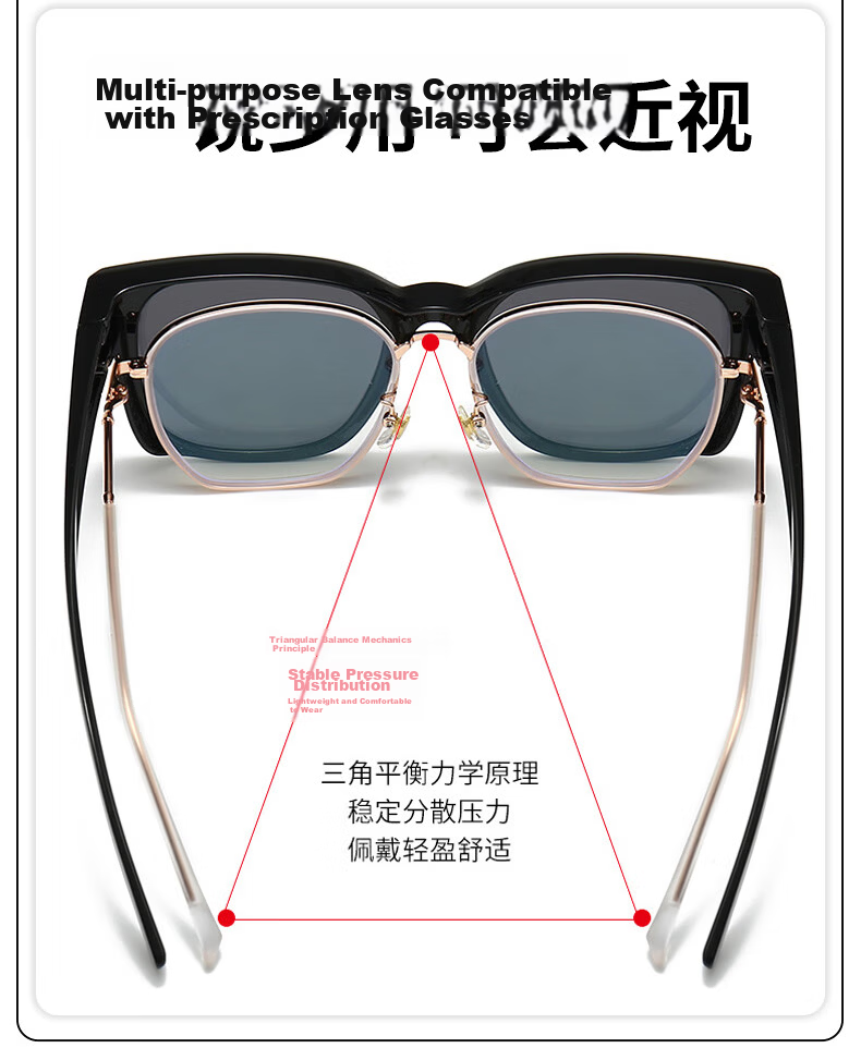 Baixiaoshe Myopia-Friendly Sunglasses 127 [Frameless Bright Black Style], UV Protection Sun Glasses for Men And Wome 4