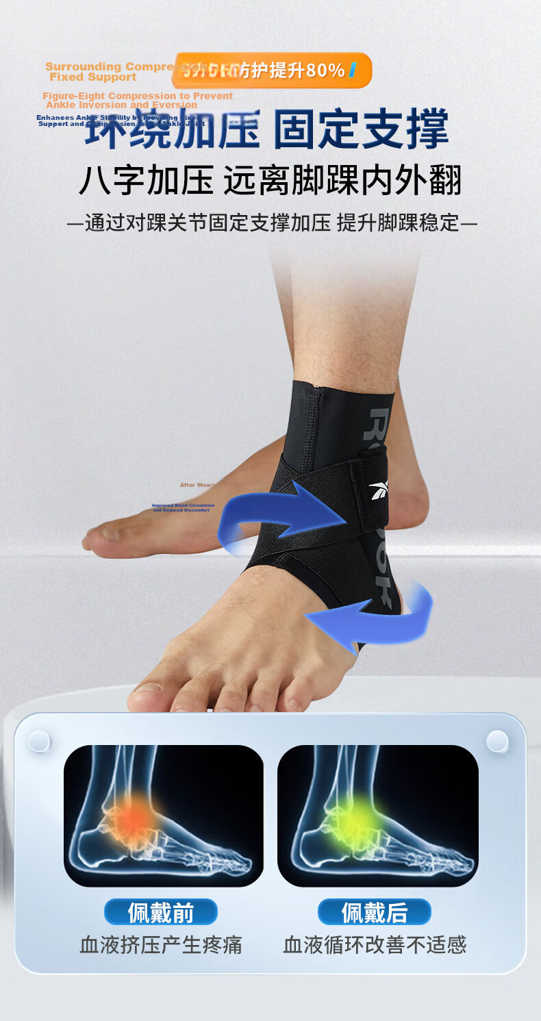 Reebok Ankle Support Basketball Brace, Sprain Recovery Sleeve, Sports Ankle Protector, Post-Injury Fixation Brace, Ankle Support Sleeve 6