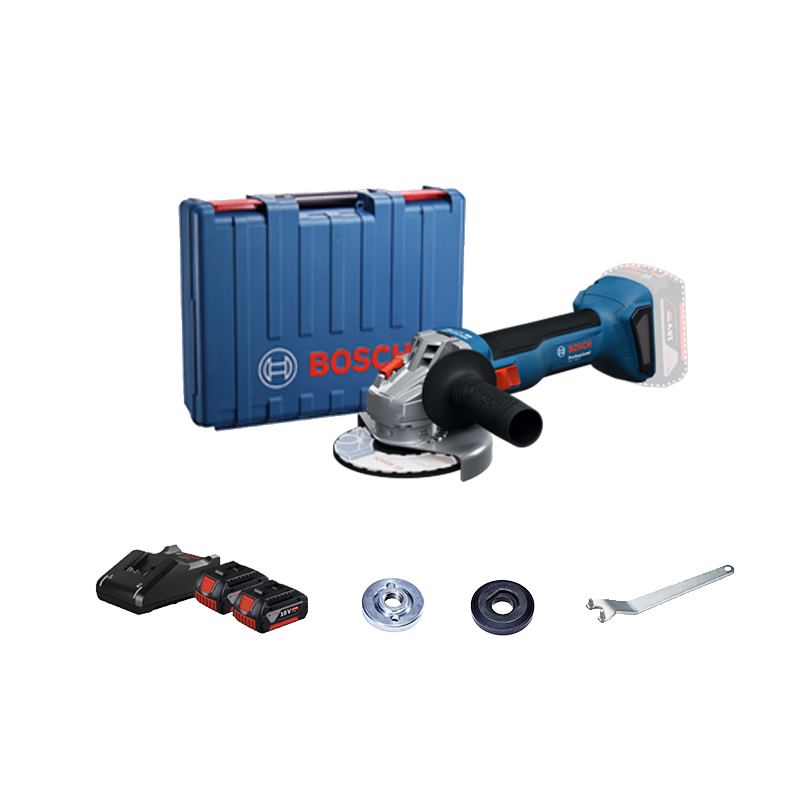 BOSCH Angle Grinder Polishing Grinding Cutting Machine Metal Cutting Grinding Two Batteries One Charger Set 4.0Ah GWS 18V-8