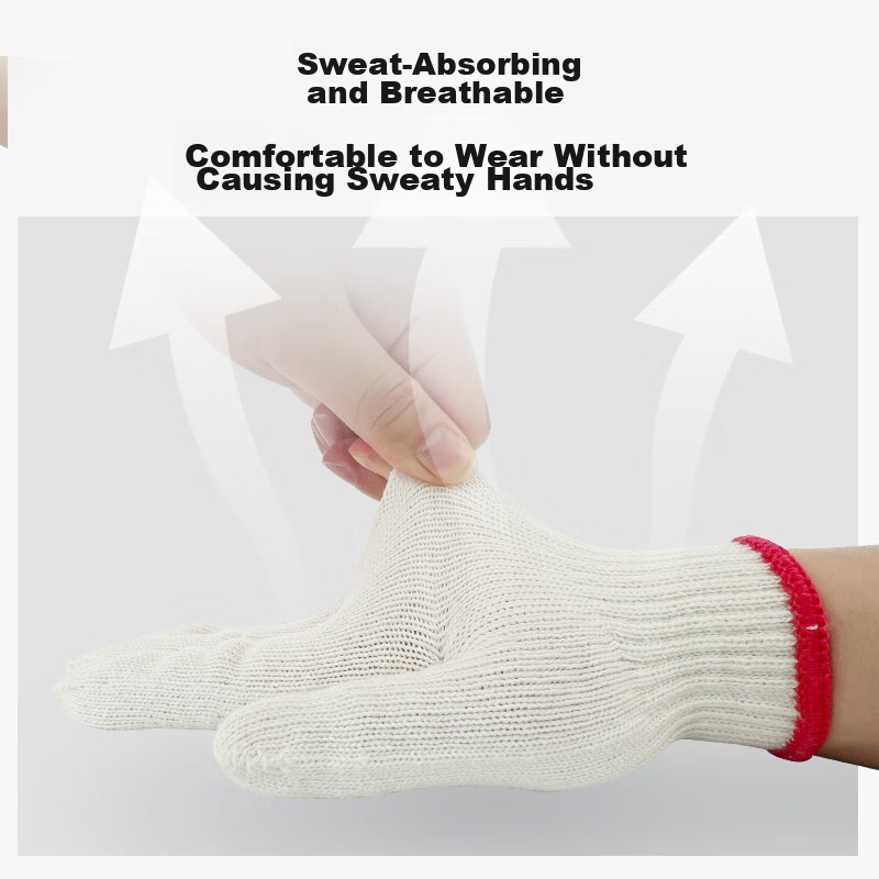 Huixiang Cotton Thread Work Gloves 600g/Pack 600 Pairs Durable Anti-Slip Construction Work Gloves Warm Reinforced Edges 2