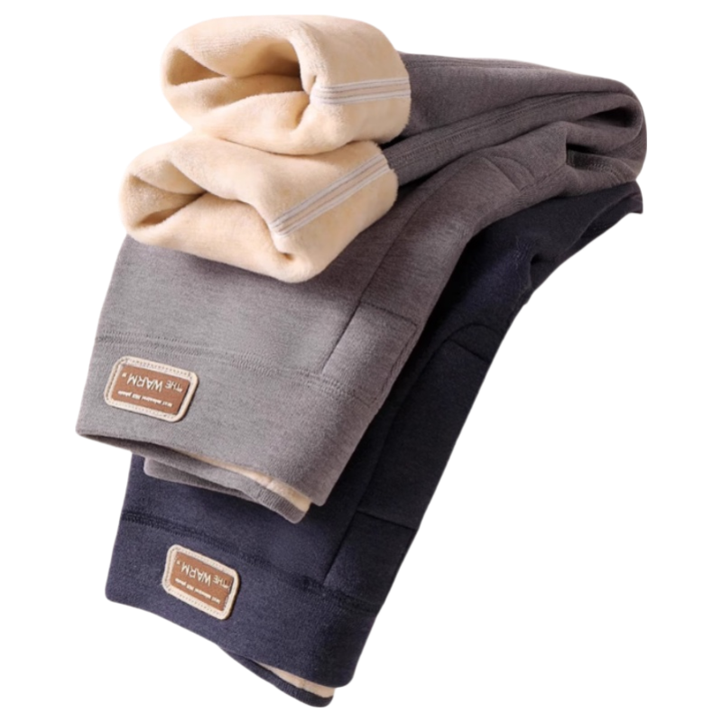 Caiyue Boys' Thermal Pants Fleece-Lined Thickened Cotton School Uniform Inner Wear Autumn Winter Kids' Warm Trousers