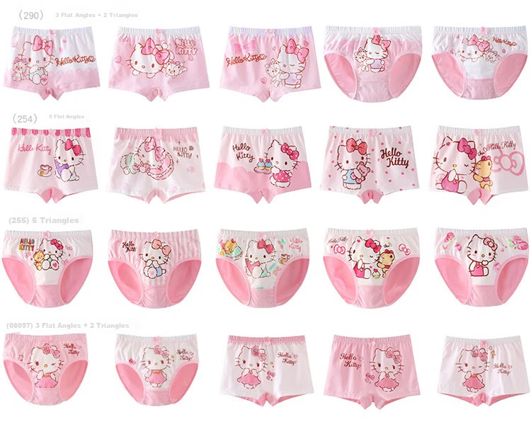 Hello Kitty Girls' Underwear, Children's Panties for Little Girls, 5-Pack Triangle Briefs Shorts, KTN255 Floral Pattern, Size 140-XL 7