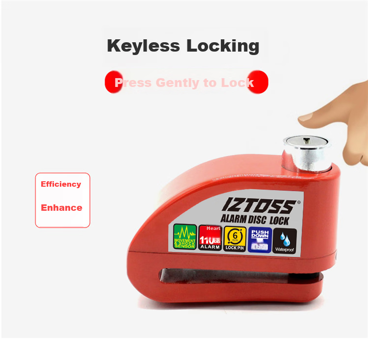 IZTOSS Disc Brake Alarm Motorcycle Anti-Theft Lock Waterproof Black Electric Vehicle Battery Bicycle Lock 4